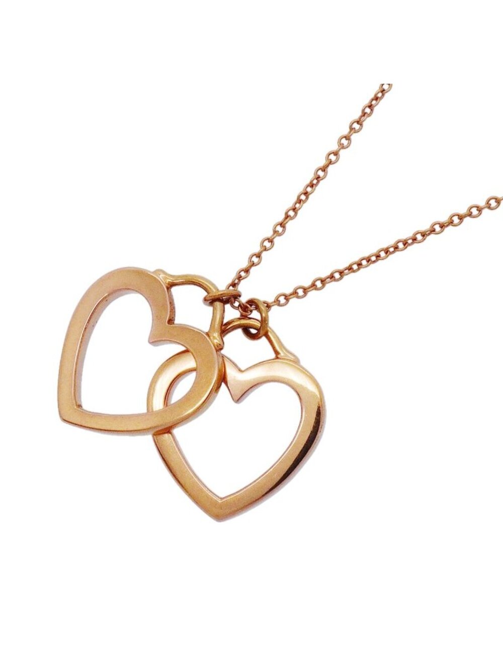 Tiffany & Co Necklace Sentimental Double Heart 18k Pink Gold